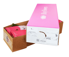 Shipping box with flowers