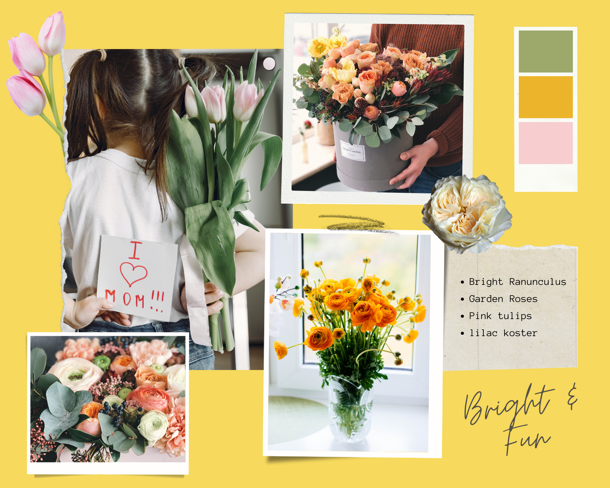 bright yellow moodboard mothers day